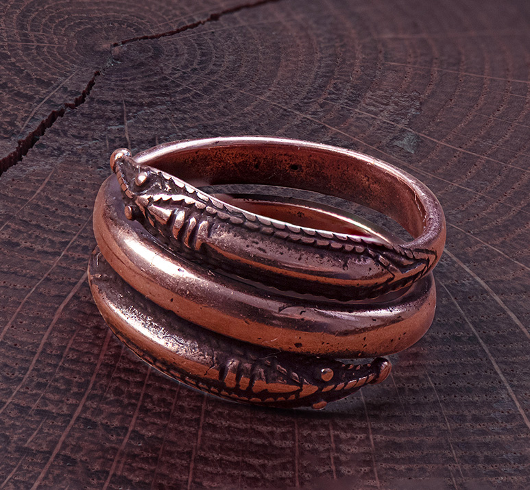Усатое кольцо «Мiровой Змей». Медь - фото 1