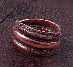 Усатое кольцо «Мiровой Змей». Медь