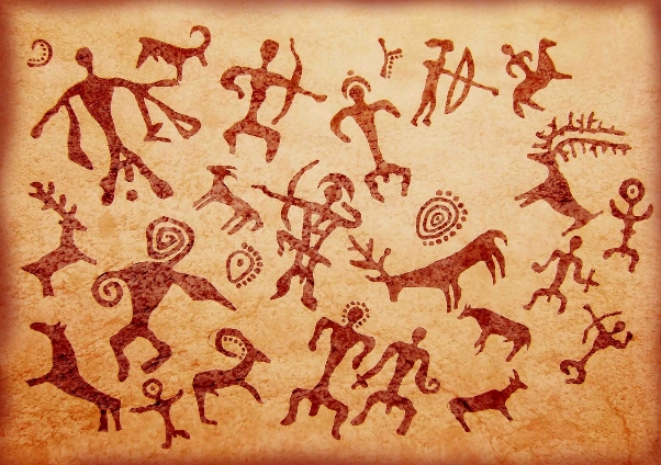 рисунки Велимира Севера с лабиринтами, петроглифами